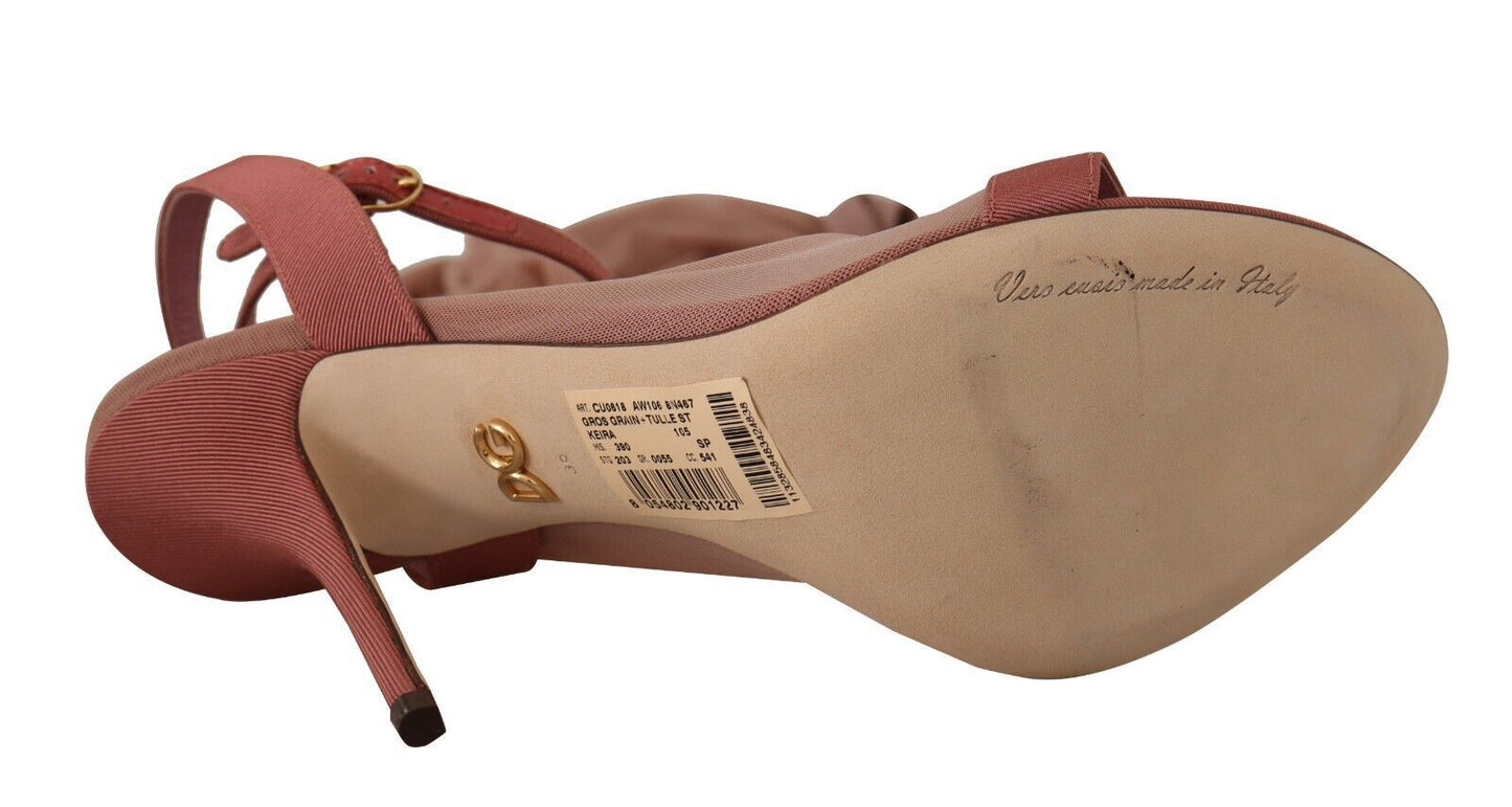 Dolce & Gabbana Pink Tulle Stretch Ankle Strap Sandals Shoes - SMARTMARTNZ