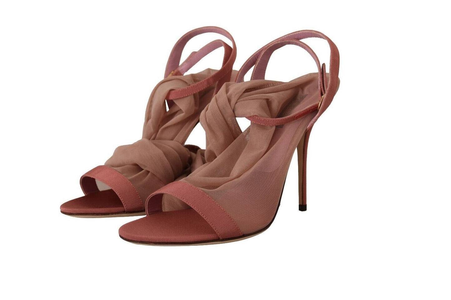Dolce & Gabbana Pink Tulle Stretch Ankle Strap Sandals Shoes - SMARTMARTNZ