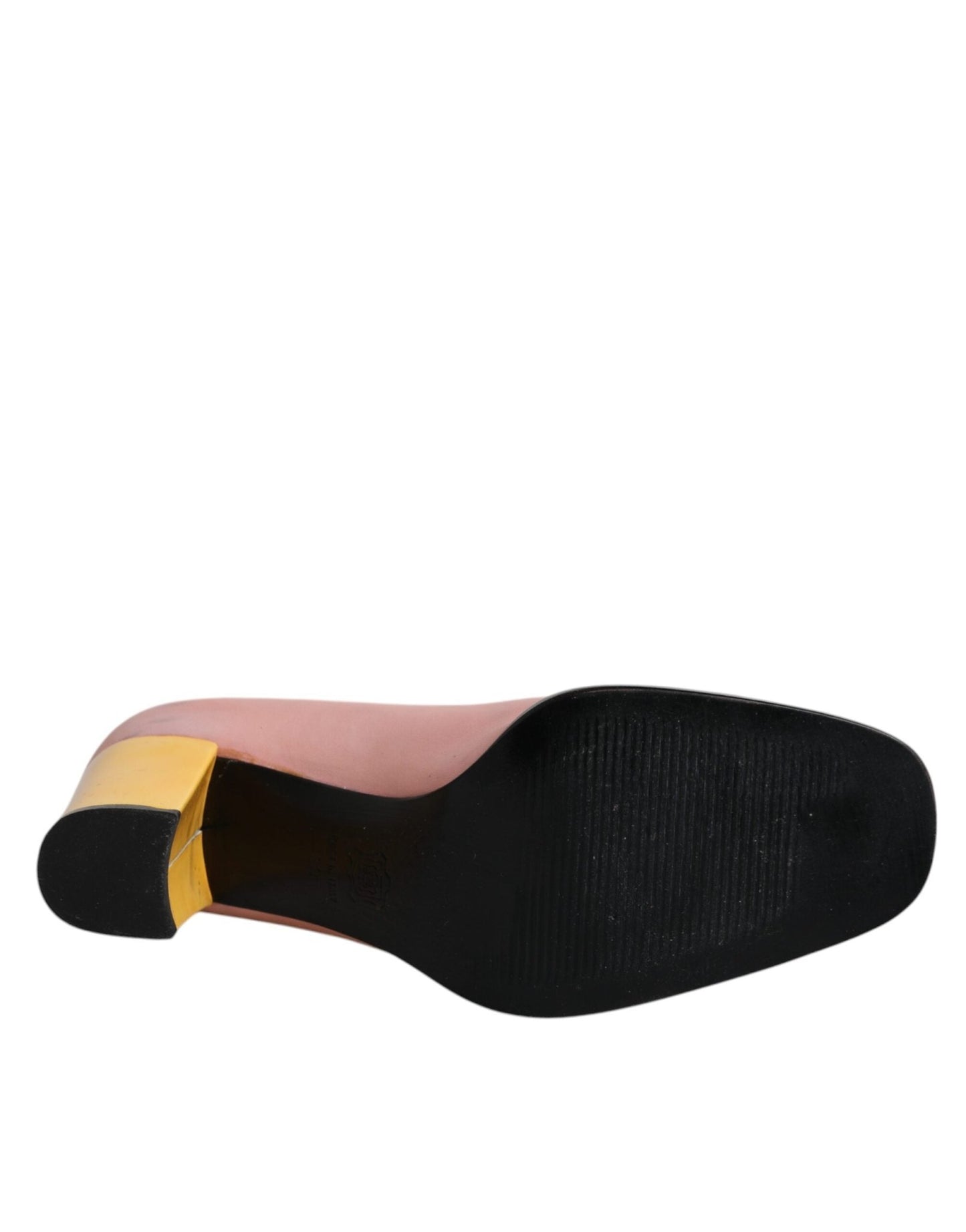 Dolce & Gabbana Pink Yellow Leather Block Heels Pumps Shoes - SMARTMARTNZ
