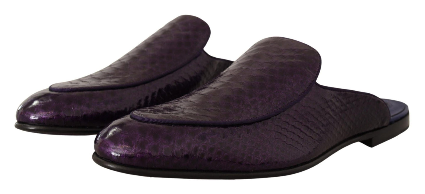 Dolce & Gabbana Purple Exotic Leather Flats Slides Shoes - SMARTMARTNZ