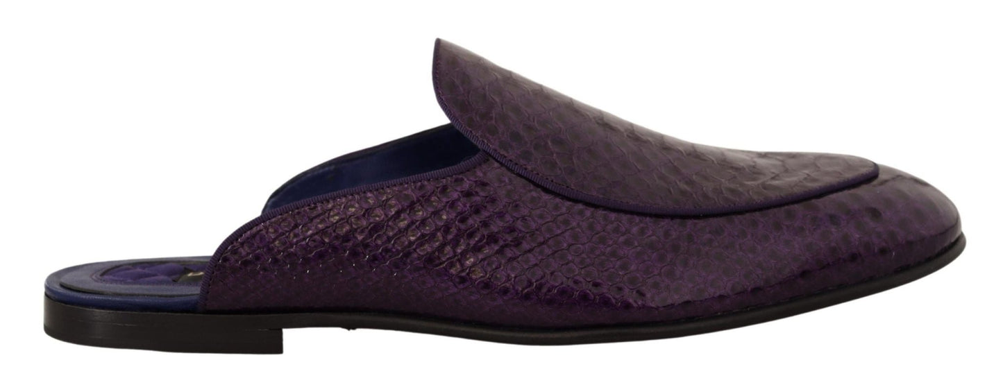Dolce & Gabbana Purple Exotic Leather Flats Slides Shoes - SMARTMARTNZ