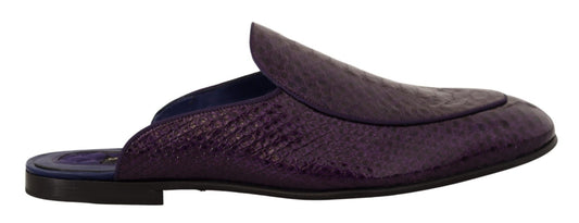 Dolce & Gabbana Purple Exotic Leather Flats Slides Shoes - SMARTMARTNZ
