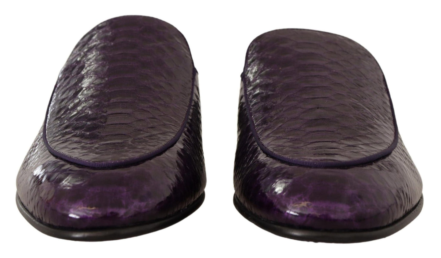 Dolce & Gabbana Purple Exotic Leather Flats Slides Shoes - SMARTMARTNZ