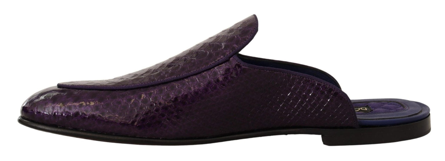 Dolce & Gabbana Purple Exotic Leather Flats Slides Shoes - SMARTMARTNZ