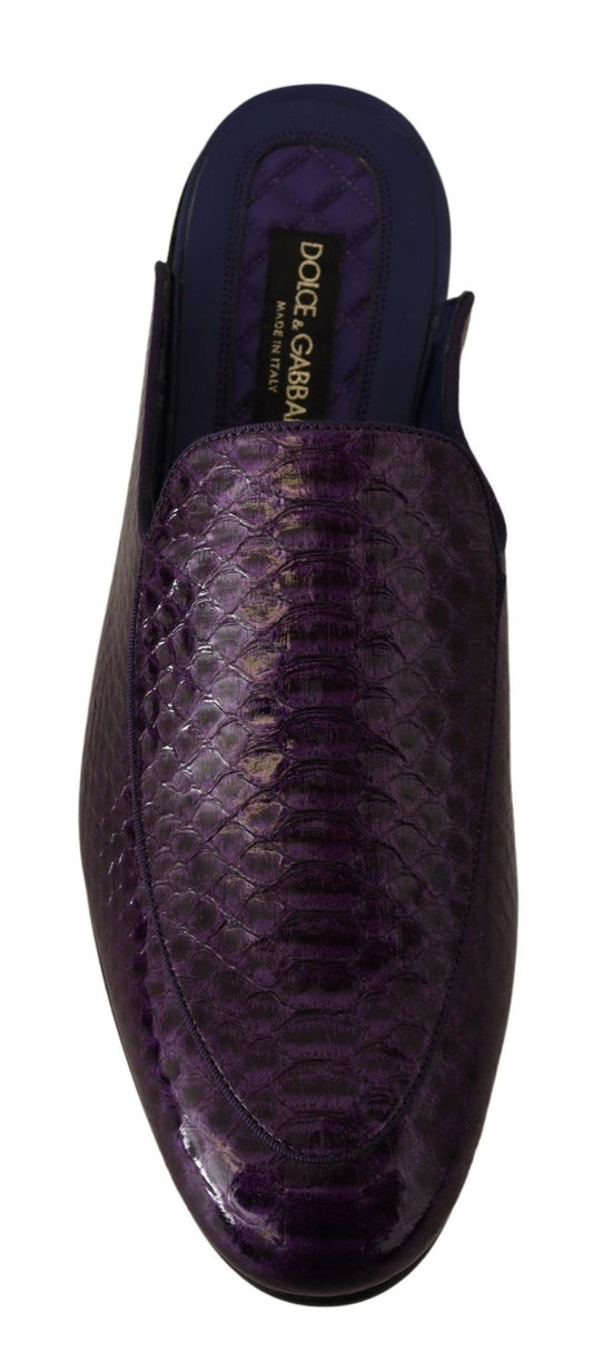 Dolce & Gabbana Purple Exotic Leather Flats Slides Shoes - SMARTMARTNZ