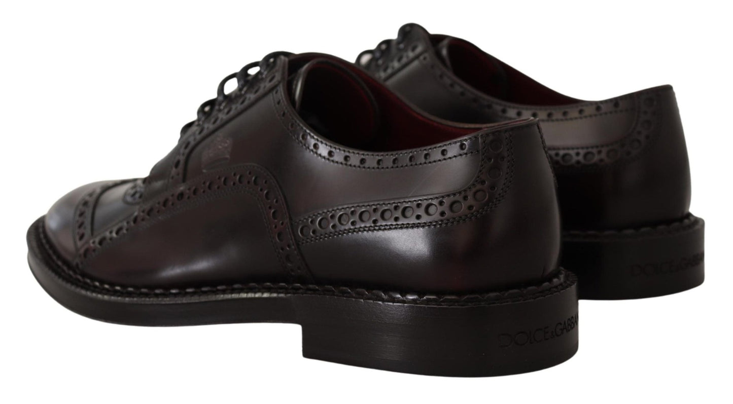 Dolce & Gabbana Purple Leather Oxford Wingtip Formal Shoes - SMARTMARTNZ