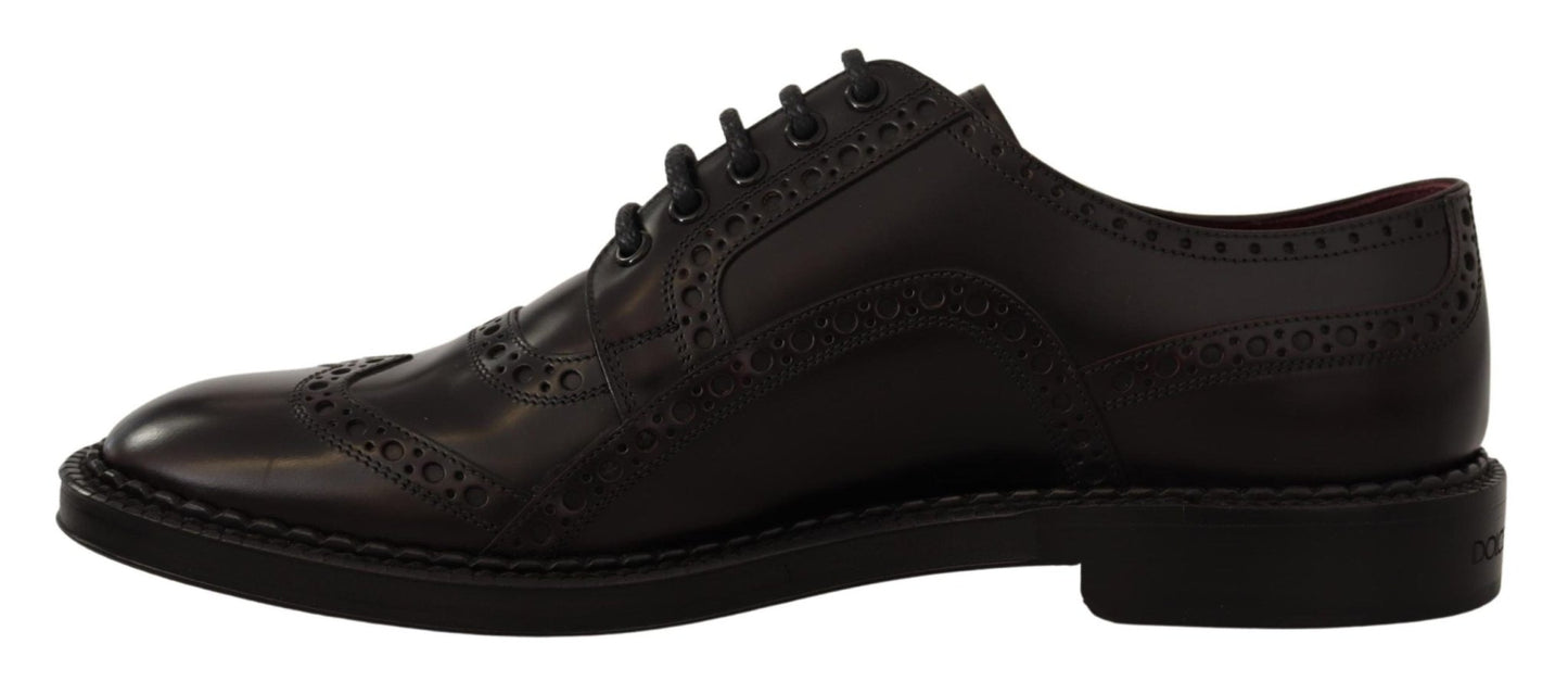 Dolce & Gabbana Purple Leather Oxford Wingtip Formal Shoes - SMARTMARTNZ