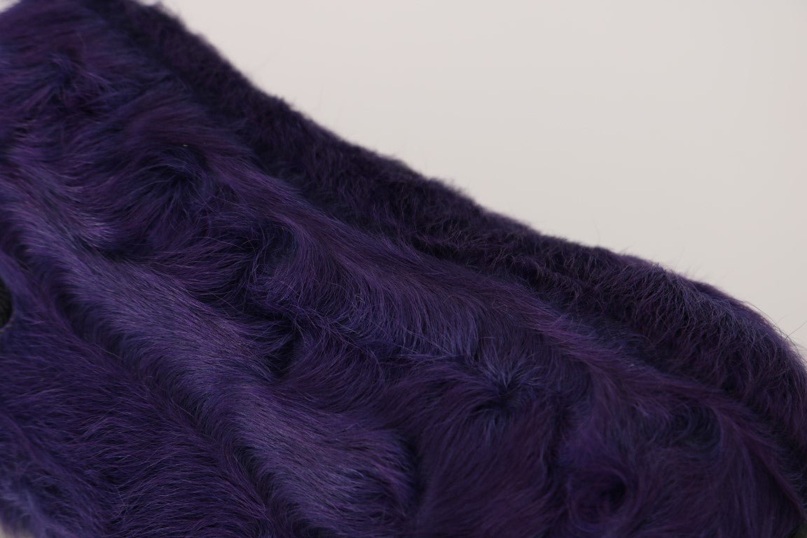 Dolce & Gabbana Purple Sheep Fur Leather Loafers - SMARTMARTNZ