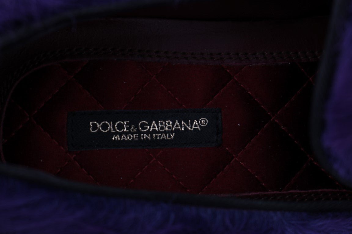 Dolce & Gabbana Purple Sheep Fur Leather Loafers - SMARTMARTNZ