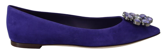 Dolce & Gabbana Purple Suede Crystals Loafers Flats Shoes - SMARTMARTNZ