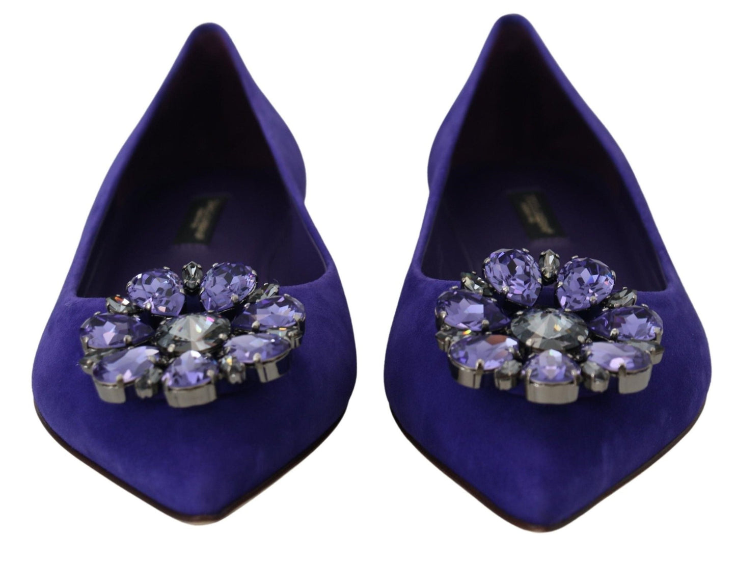 Dolce & Gabbana Purple Suede Crystals Loafers Flats Shoes - SMARTMARTNZ