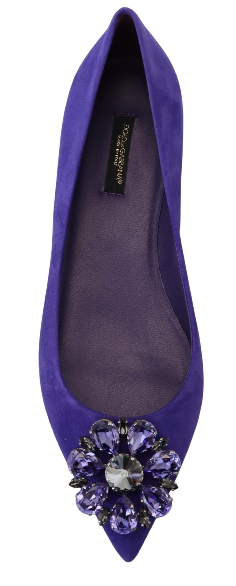 Dolce & Gabbana Purple Suede Crystals Loafers Flats Shoes - SMARTMARTNZ