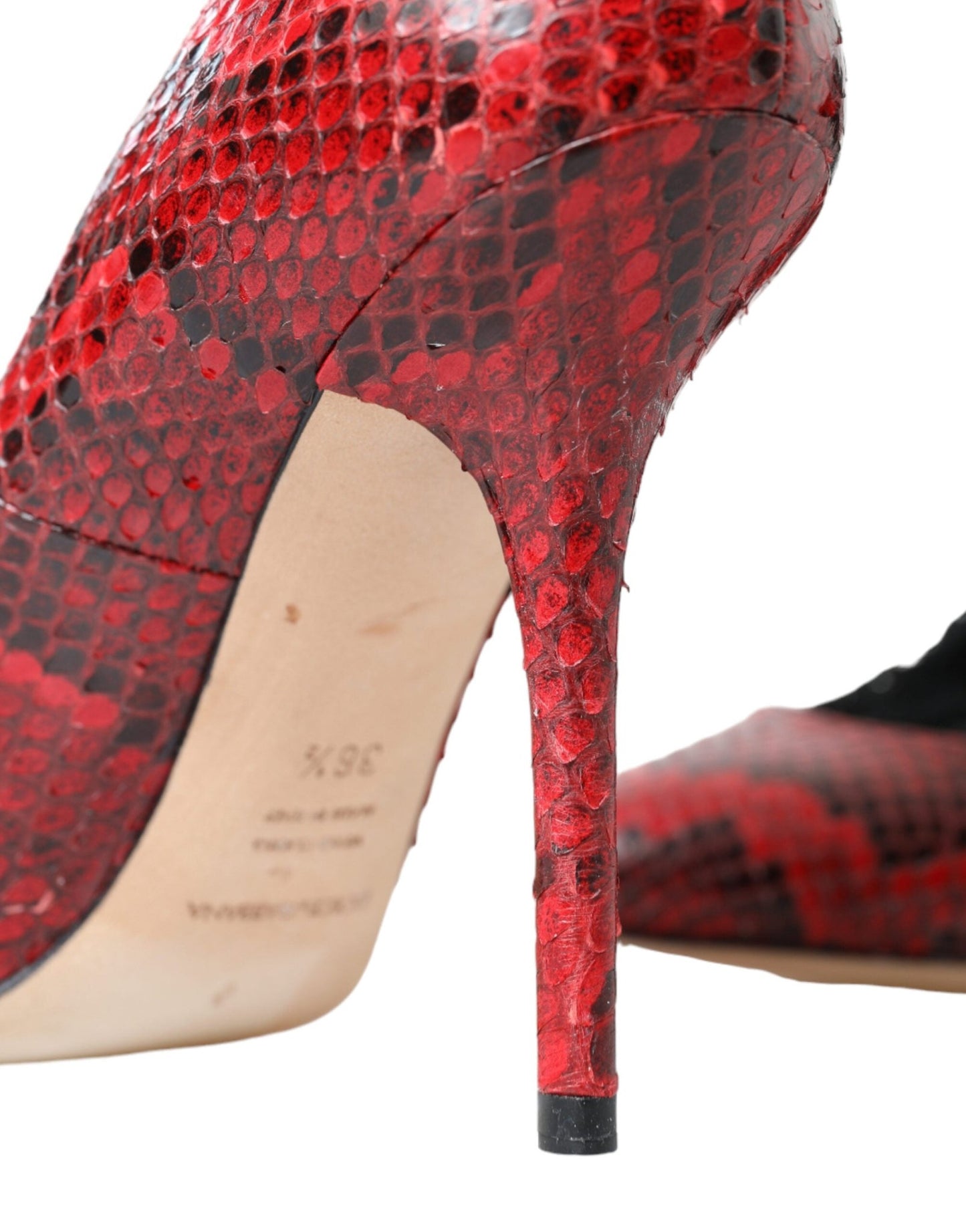 Dolce & Gabbana Red Ayers Leather Lace Socks Pumps Shoes - SMARTMARTNZ