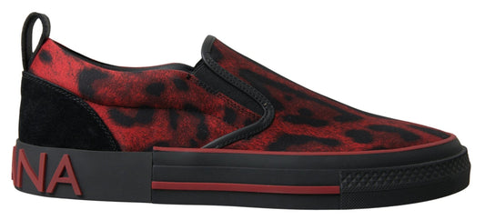 Dolce & Gabbana Red Black Leopard Loafers Sneakers Shoes - SMARTMARTNZ