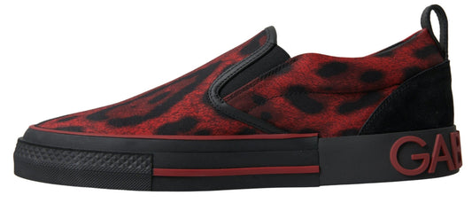 Dolce & Gabbana Red Black Leopard Loafers Sneakers Shoes - SMARTMARTNZ