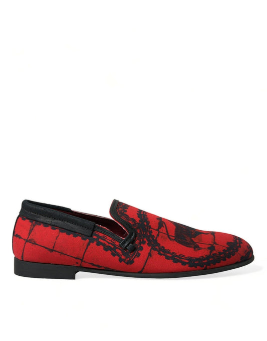 Dolce & Gabbana Red Black Torero Loafers Slippers Men Shoes - SMARTMARTNZ