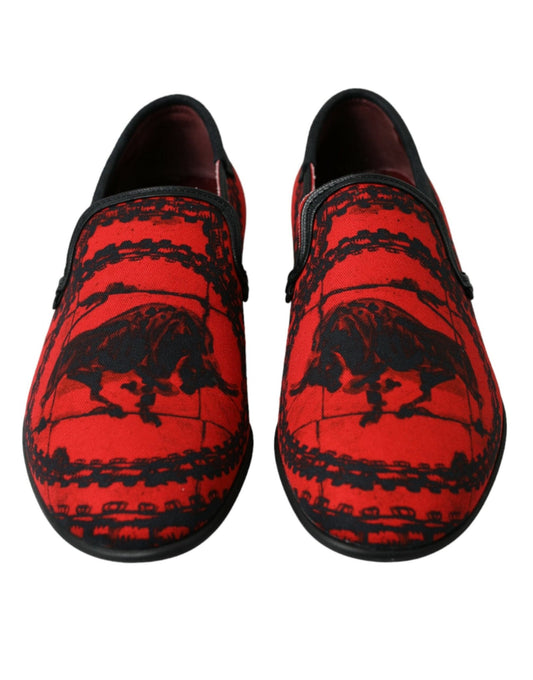 Dolce & Gabbana Red Black Torero Loafers Slippers Men Shoes - SMARTMARTNZ