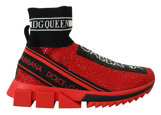 Dolce & Gabbana Red Bling Sorrento Sneakers Socks Shoes - SMARTMARTNZ