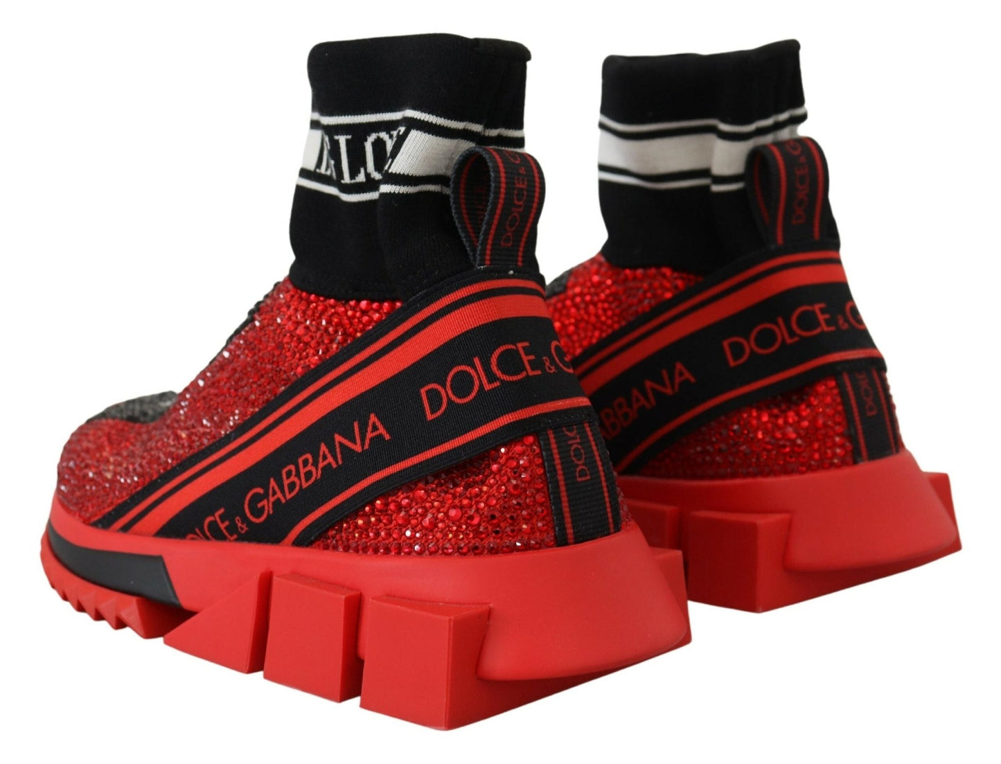 Dolce & Gabbana Red Bling Sorrento Sneakers Socks Shoes - SMARTMARTNZ