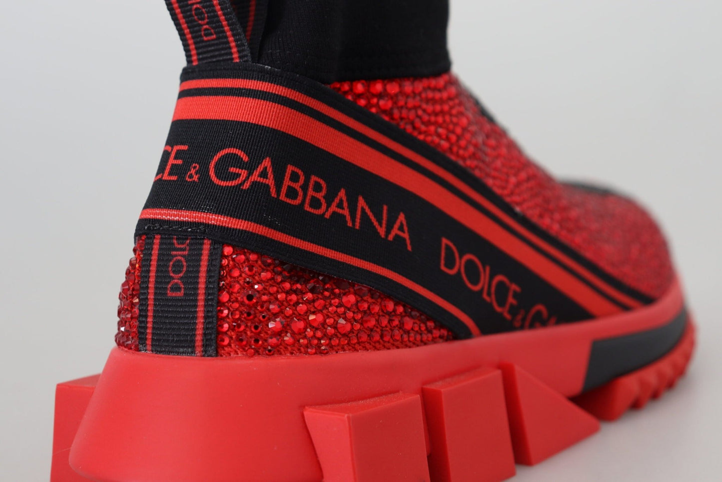 Dolce & Gabbana Red Bling Sorrento Sneakers Socks Shoes - SMARTMARTNZ