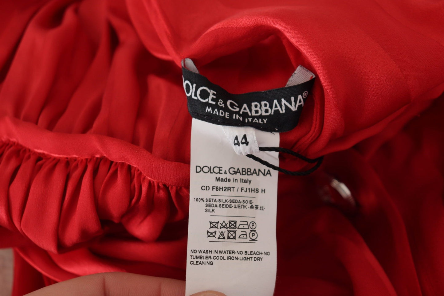 Dolce & Gabbana Red Button Down Belted Midi Satin Silk Dress - SMARTMARTNZ