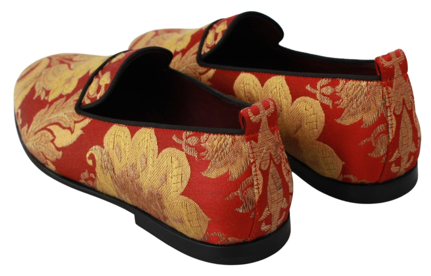 Dolce & Gabbana Red Gold Brocade Slippers Loafers Shoes - SMARTMARTNZ
