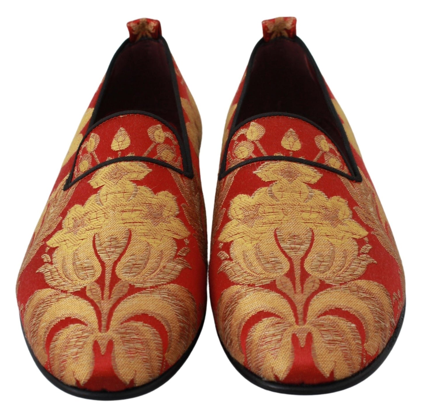 Dolce & Gabbana Red Gold Brocade Slippers Loafers Shoes - SMARTMARTNZ
