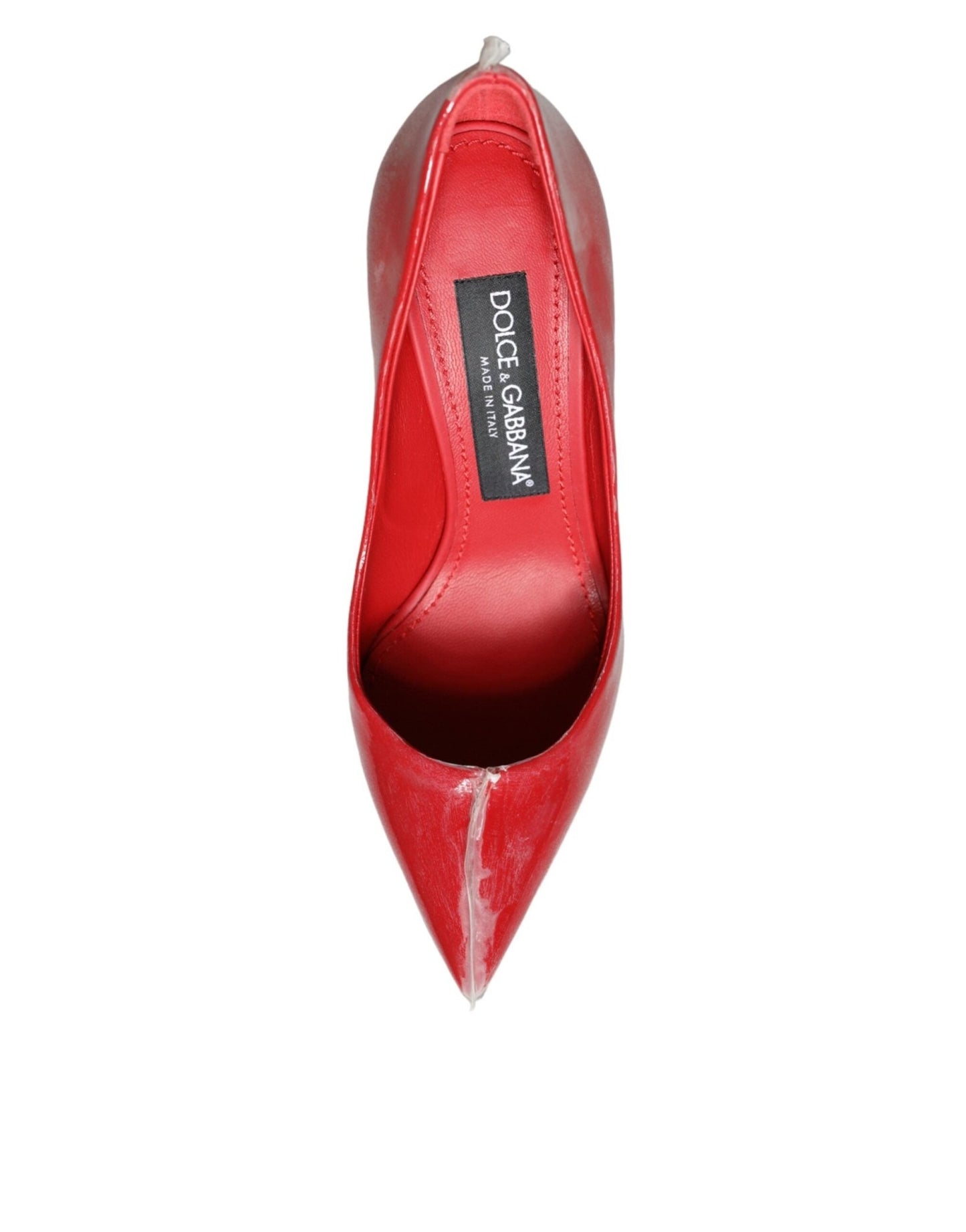 Dolce & Gabbana Red Patent Leather Faux Pearl Heels Pumps Shoes - SMARTMARTNZ