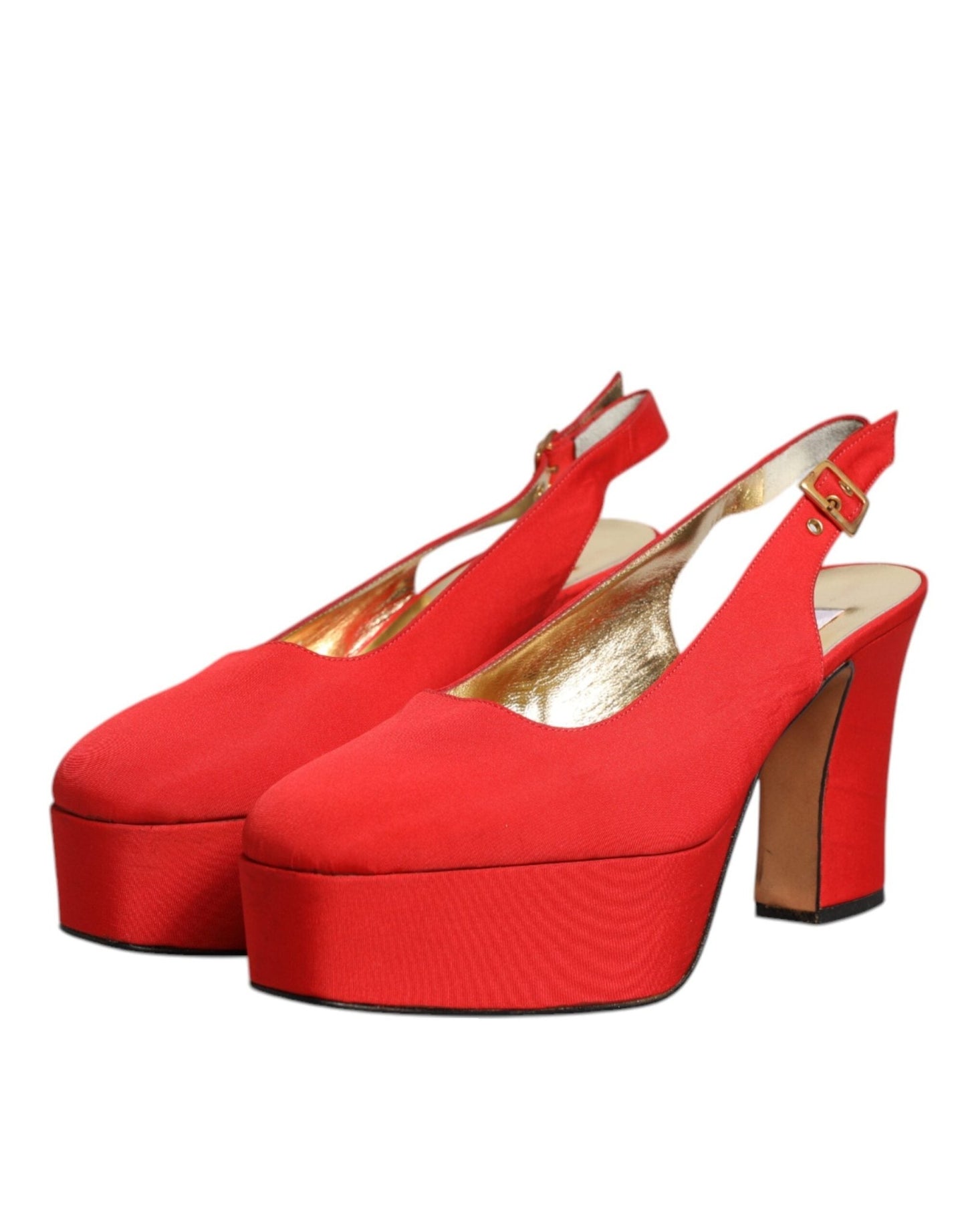 Dolce & Gabbana Red Platform Slingback Heels Sandals Shoes - SMARTMARTNZ