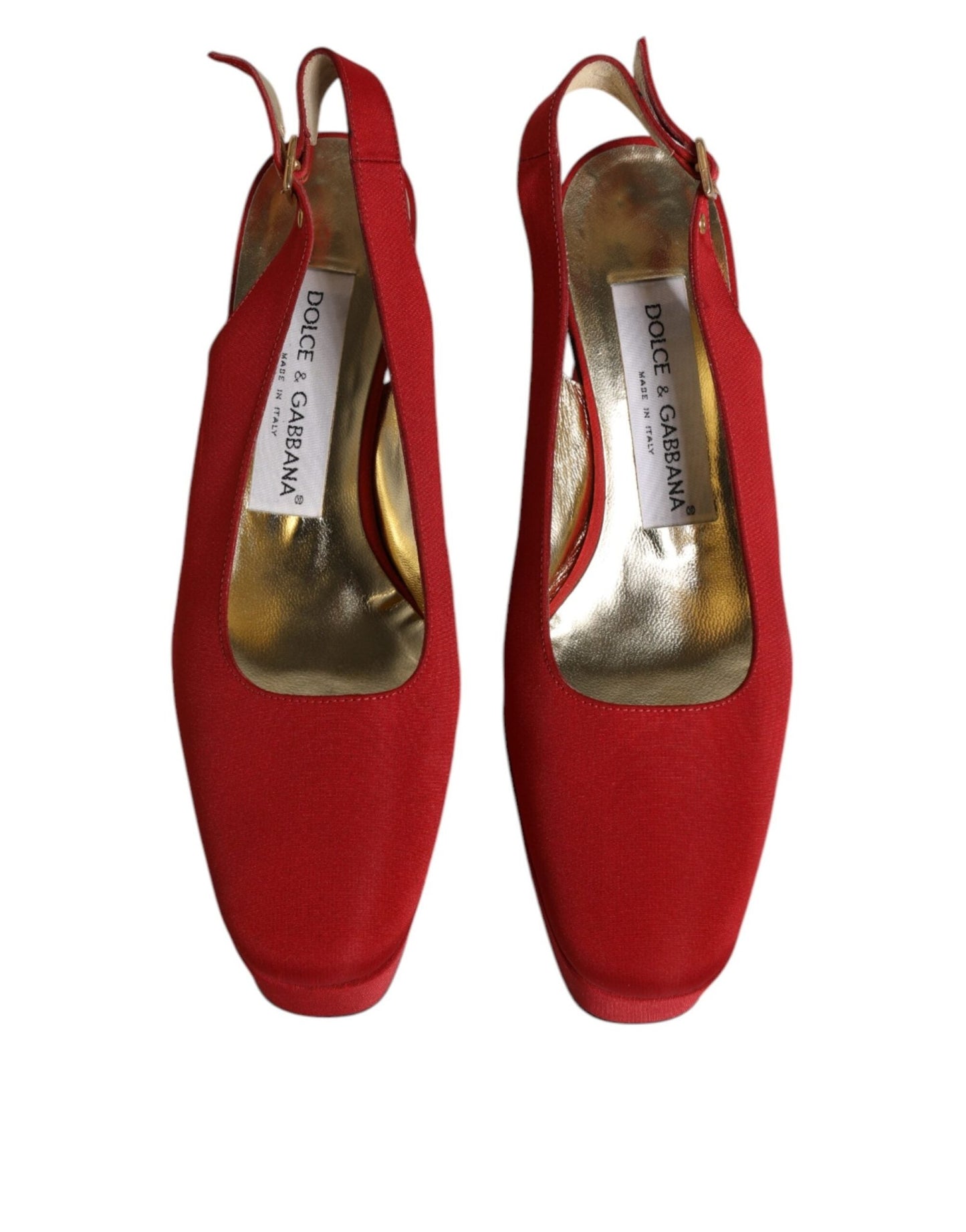 Dolce & Gabbana Red Platform Slingback Heels Sandals Shoes - SMARTMARTNZ