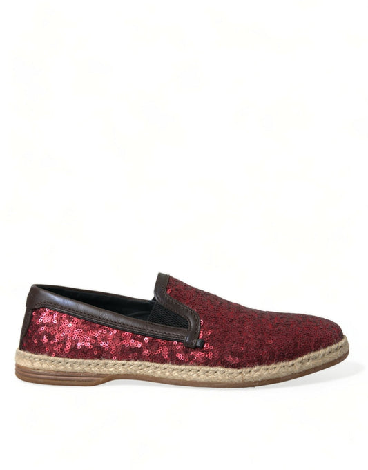 Dolce & Gabbana Red Sequined Loafers Slippers Men Shoes - SMARTMARTNZ