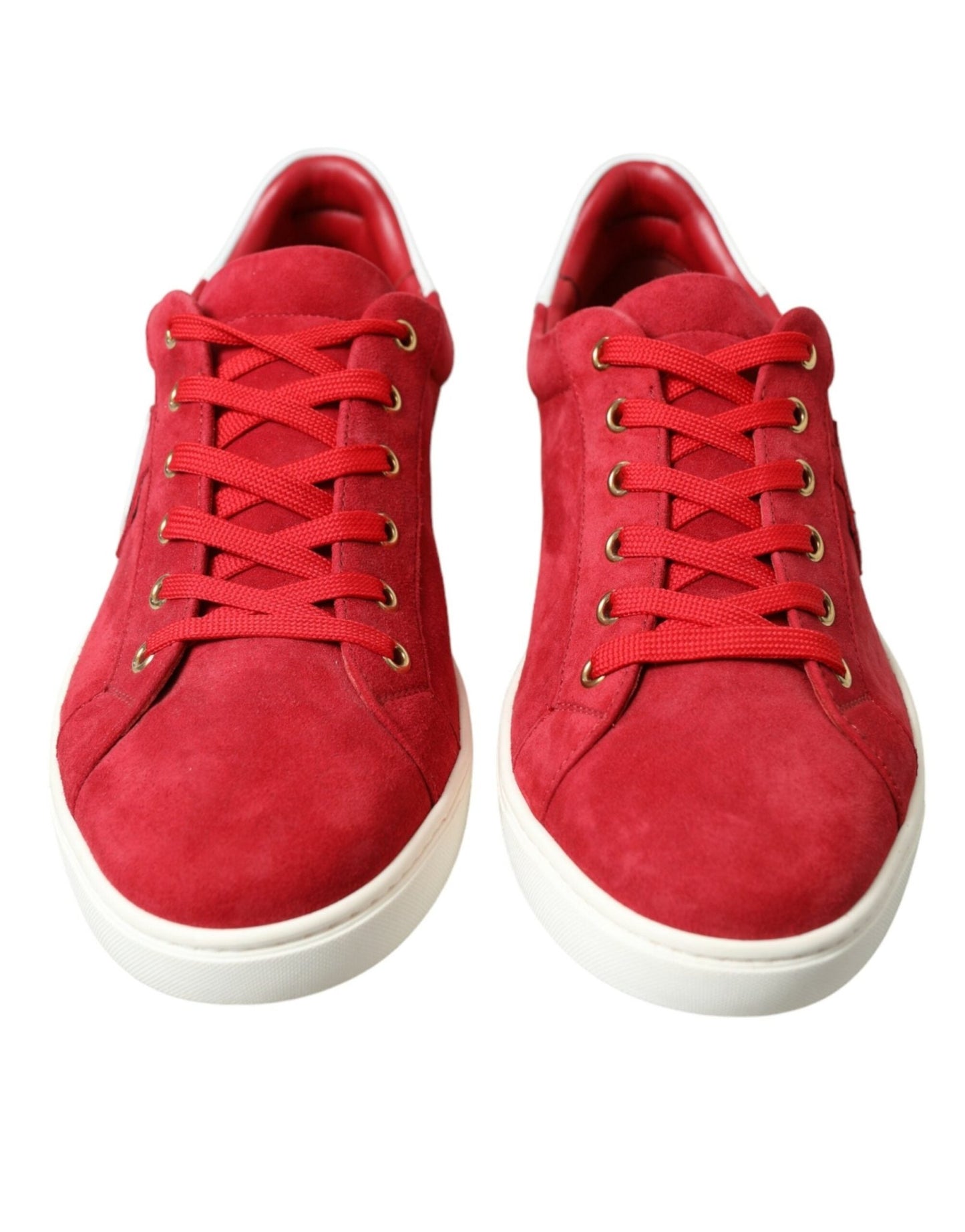 Dolce & Gabbana Red Suede Leather Men Low Top Sneakers Shoes - SMARTMARTNZ