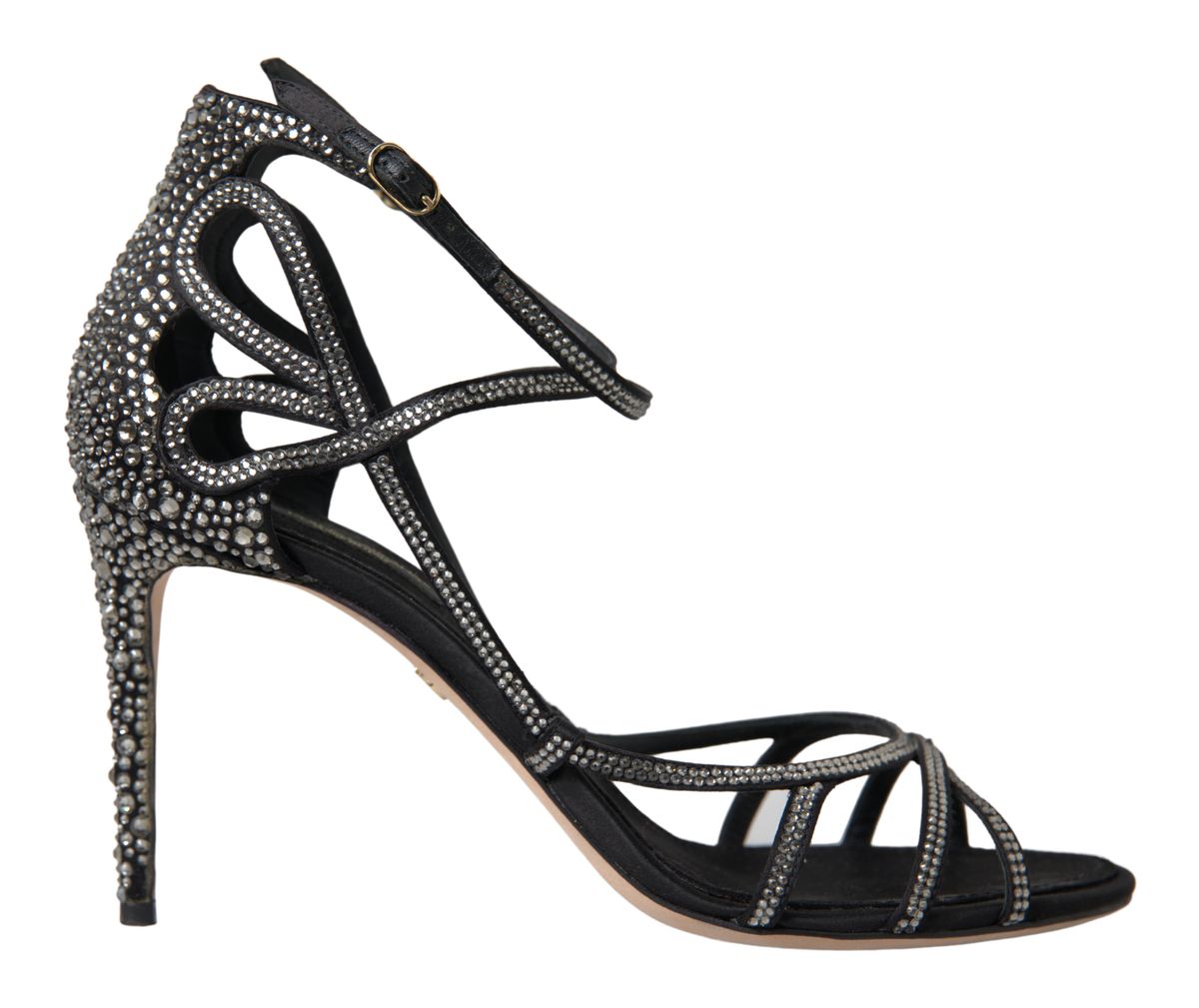 Dolce & Gabbana Rhinestone Stiletto Sandal Satin Shoes - SMARTMARTNZ