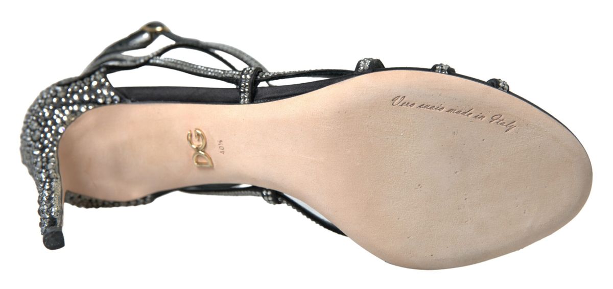Dolce & Gabbana Rhinestone Stiletto Sandal Satin Shoes - SMARTMARTNZ