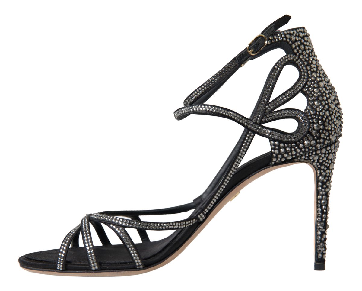 Dolce & Gabbana Rhinestone Stiletto Sandal Satin Shoes - SMARTMARTNZ