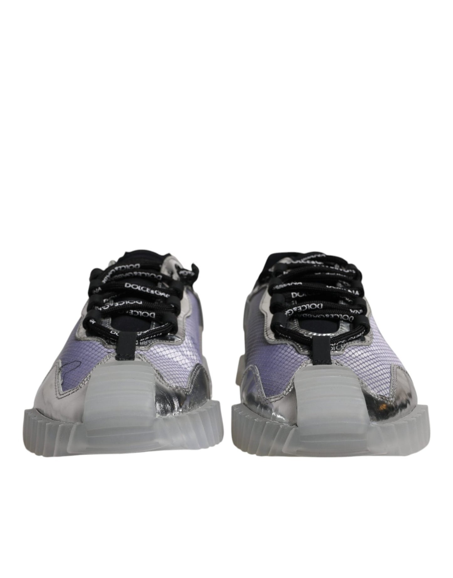 Dolce & Gabbana Silver Black Nylon NS1 Low Top Sneakers Shoes - SMARTMARTNZ