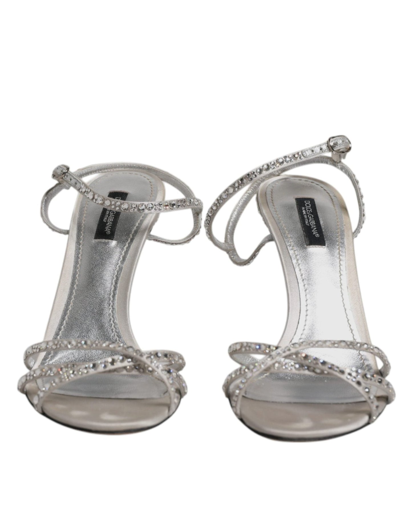 Dolce & Gabbana Silver Crystal Ankle Strap Sandals Shoes - SMARTMARTNZ