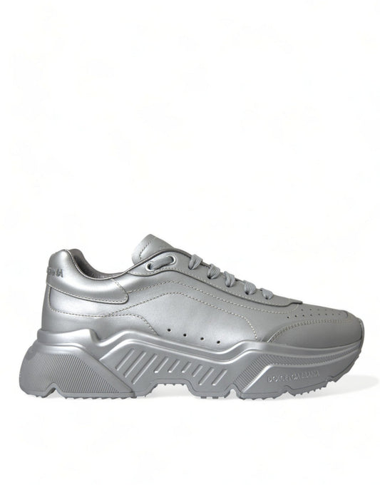 Dolce & Gabbana Silver DAYMASTER Leather Men Casual Sneakers Shoes - SMARTMARTNZ