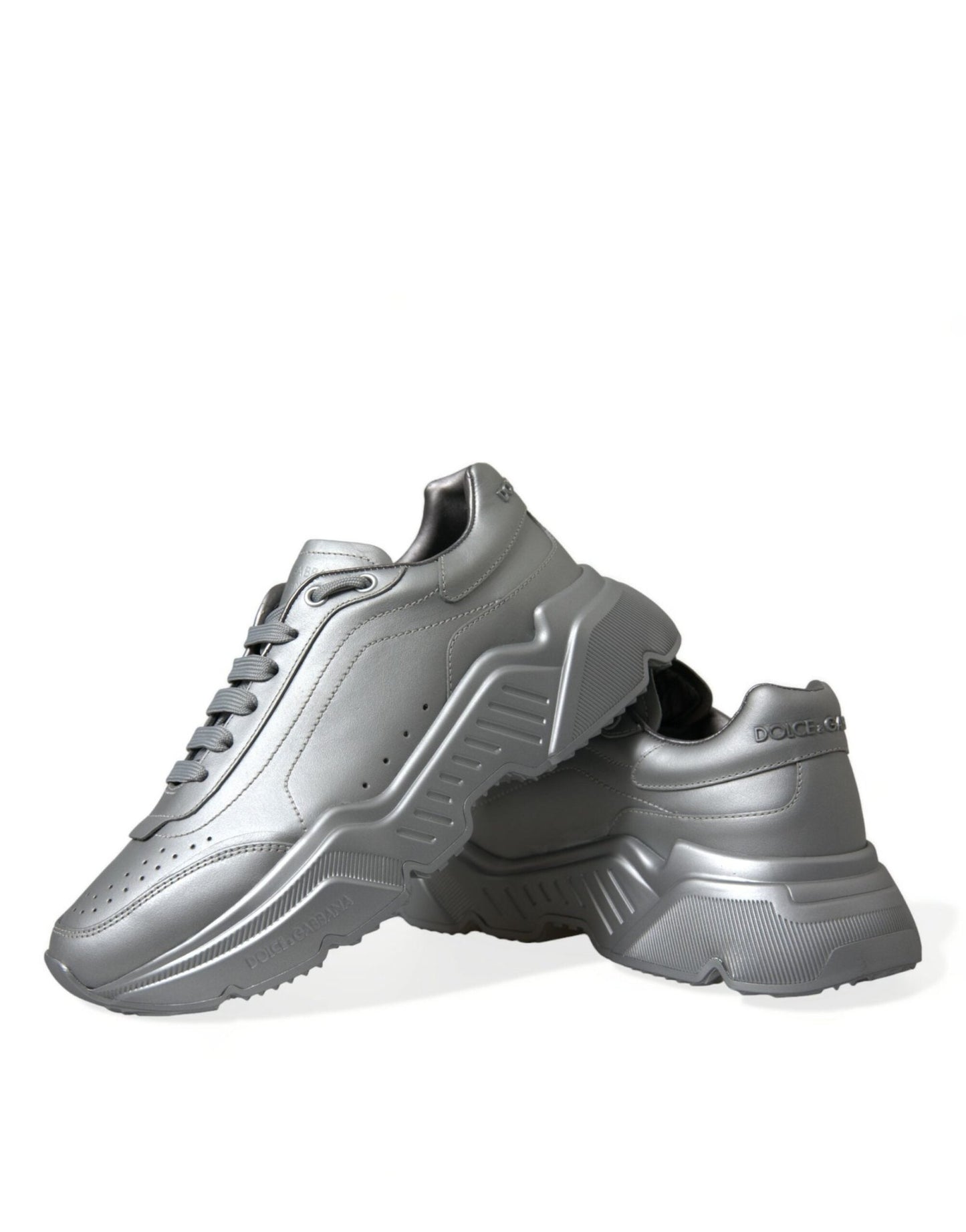Dolce & Gabbana Silver DAYMASTER Leather Men Casual Sneakers Shoes - SMARTMARTNZ