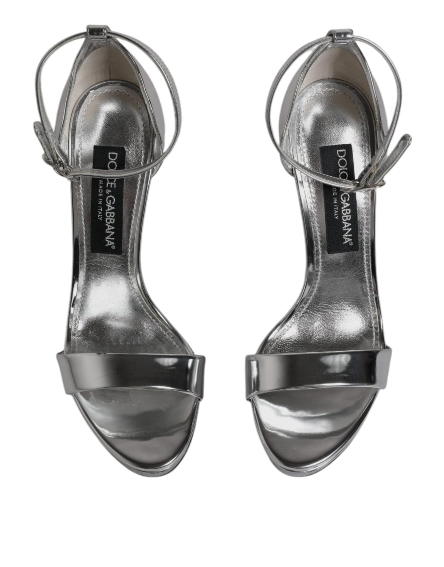 Dolce & Gabbana Silver KEIRA Heels Ankle Strap Sandals Shoes - SMARTMARTNZ