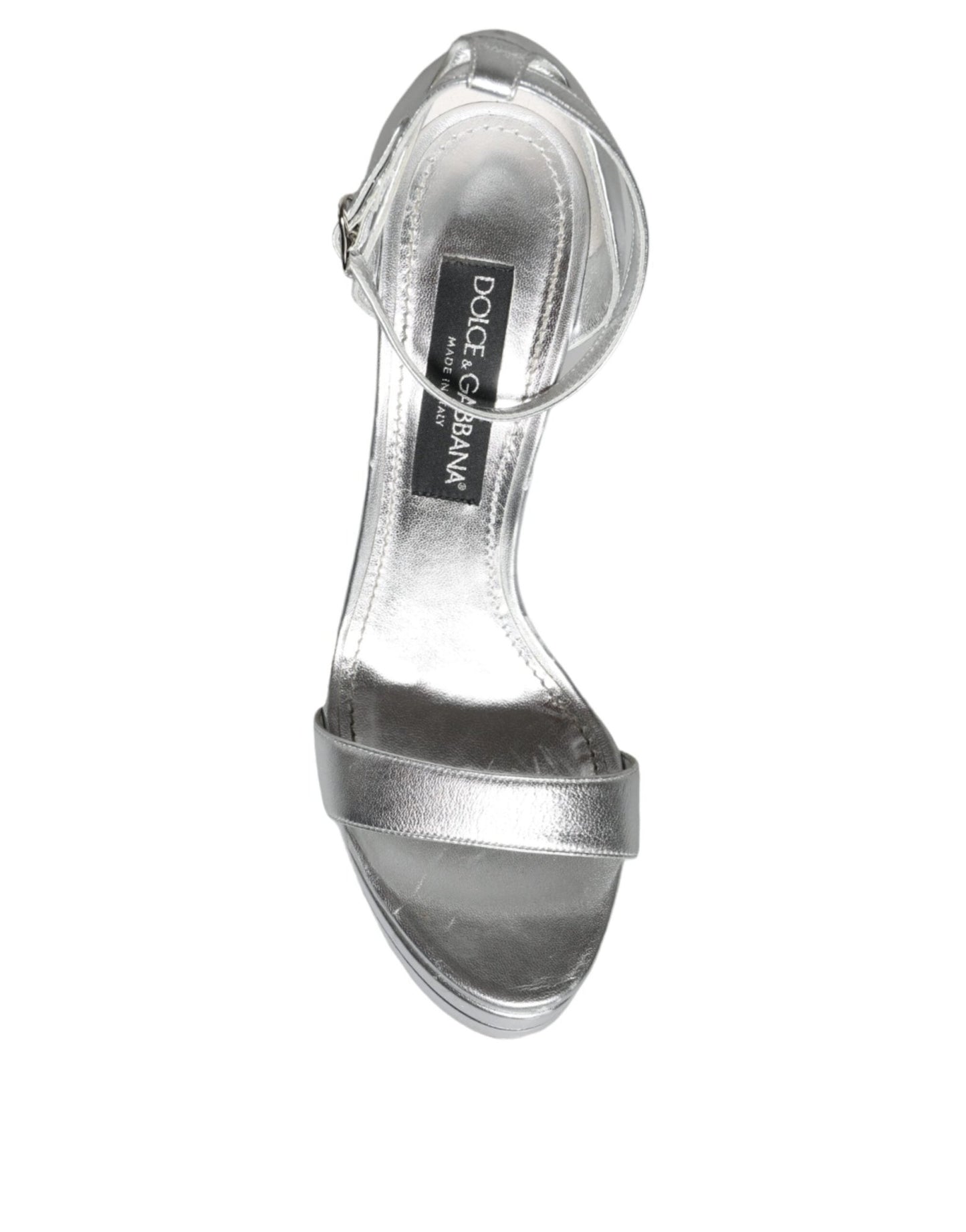 Dolce & Gabbana Silver KEIRA Heels Ankle Strap Sandals Shoes - SMARTMARTNZ