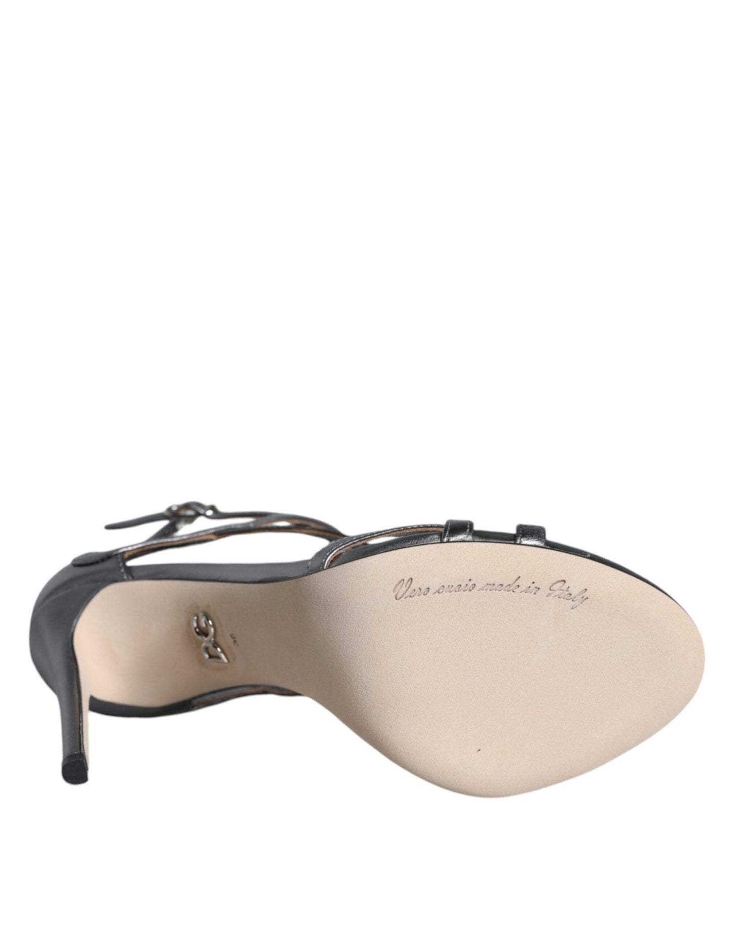 Dolce & Gabbana Silver Keira Leather Heels Sandals Shoes - SMARTMARTNZ
