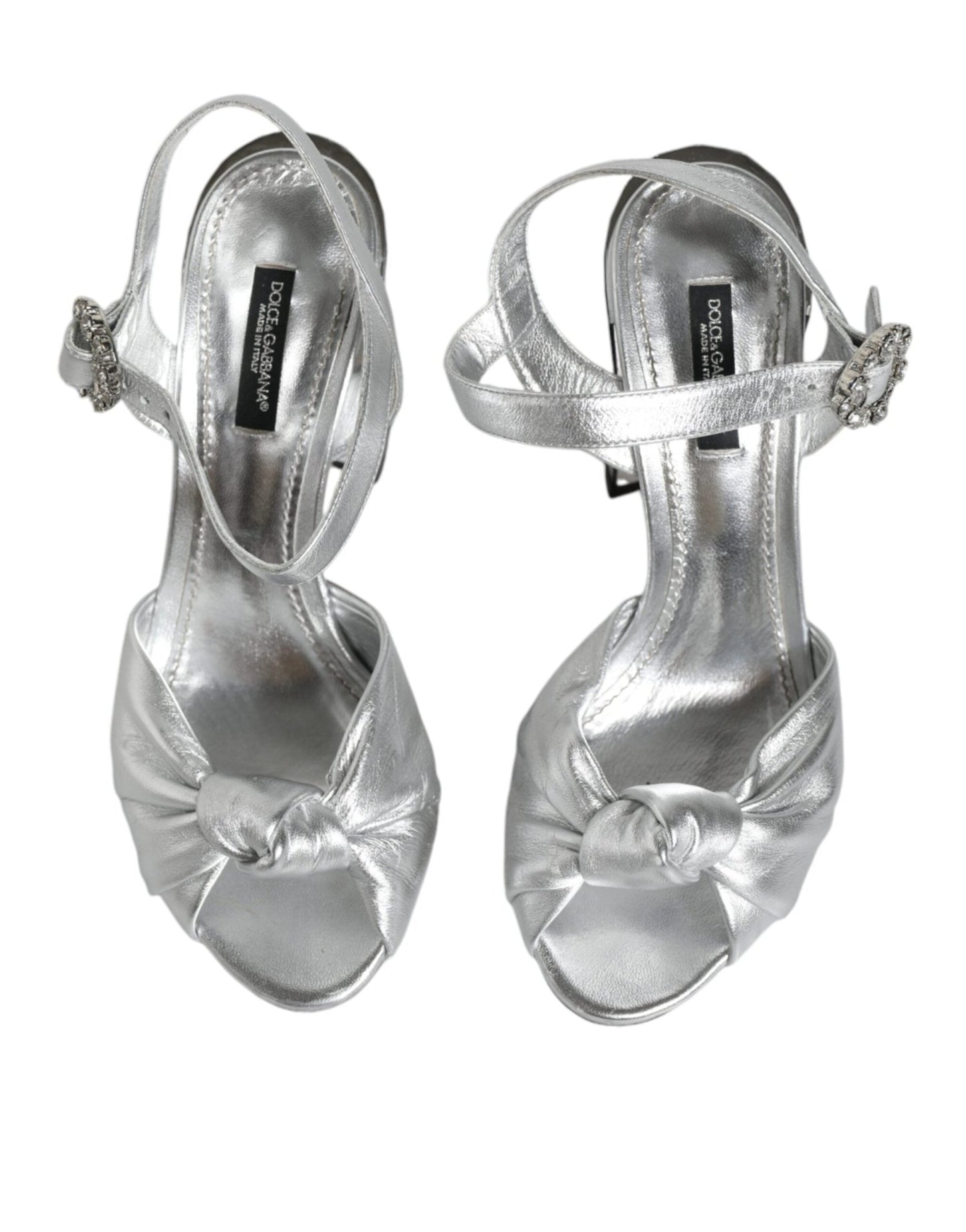 Dolce & Gabbana Silver Mirror Heels KEIRA Sandals Shoes - SMARTMARTNZ