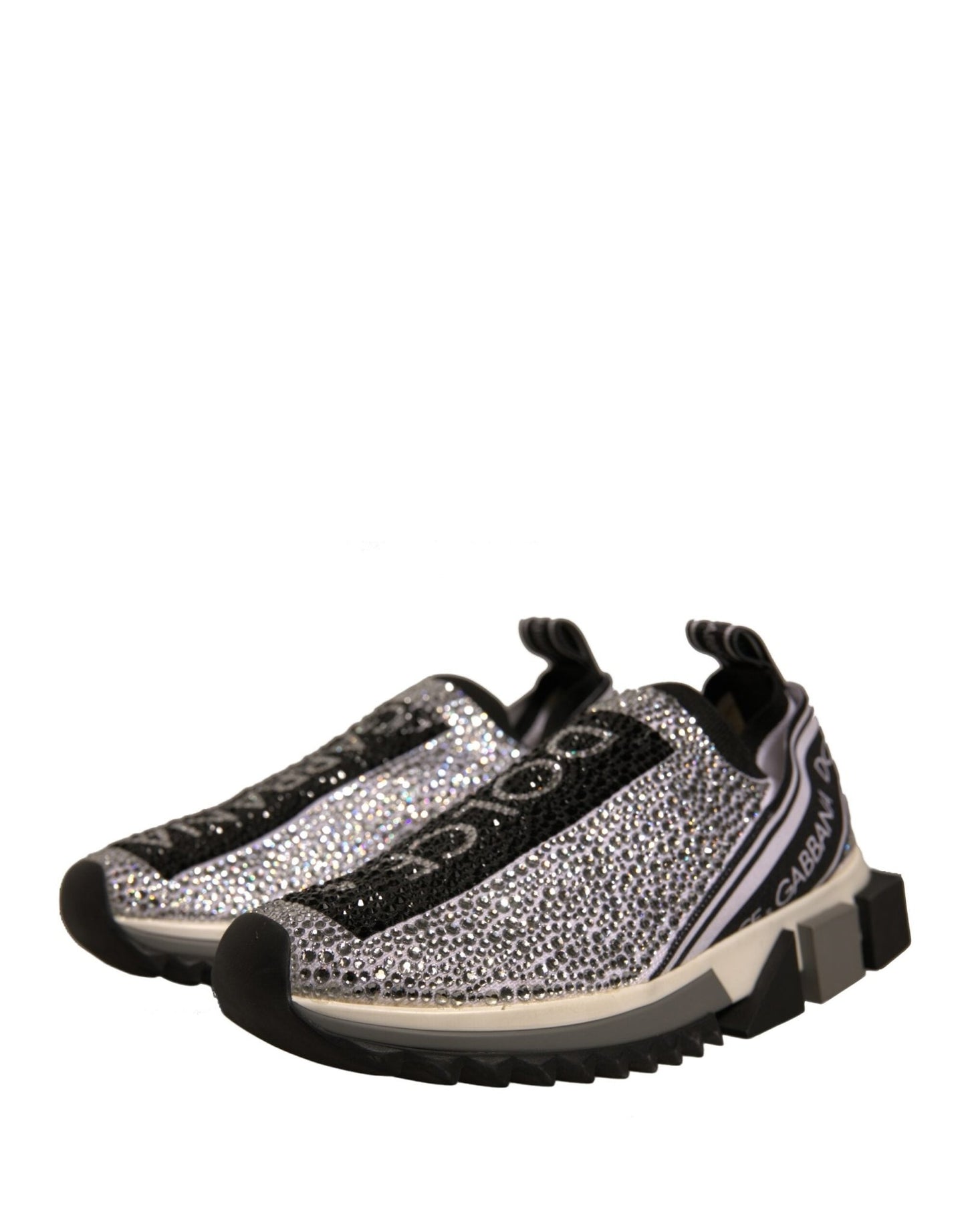 Dolce & Gabbana Silver Rhinestones Sorrento Sneakers Shoes - SMARTMARTNZ