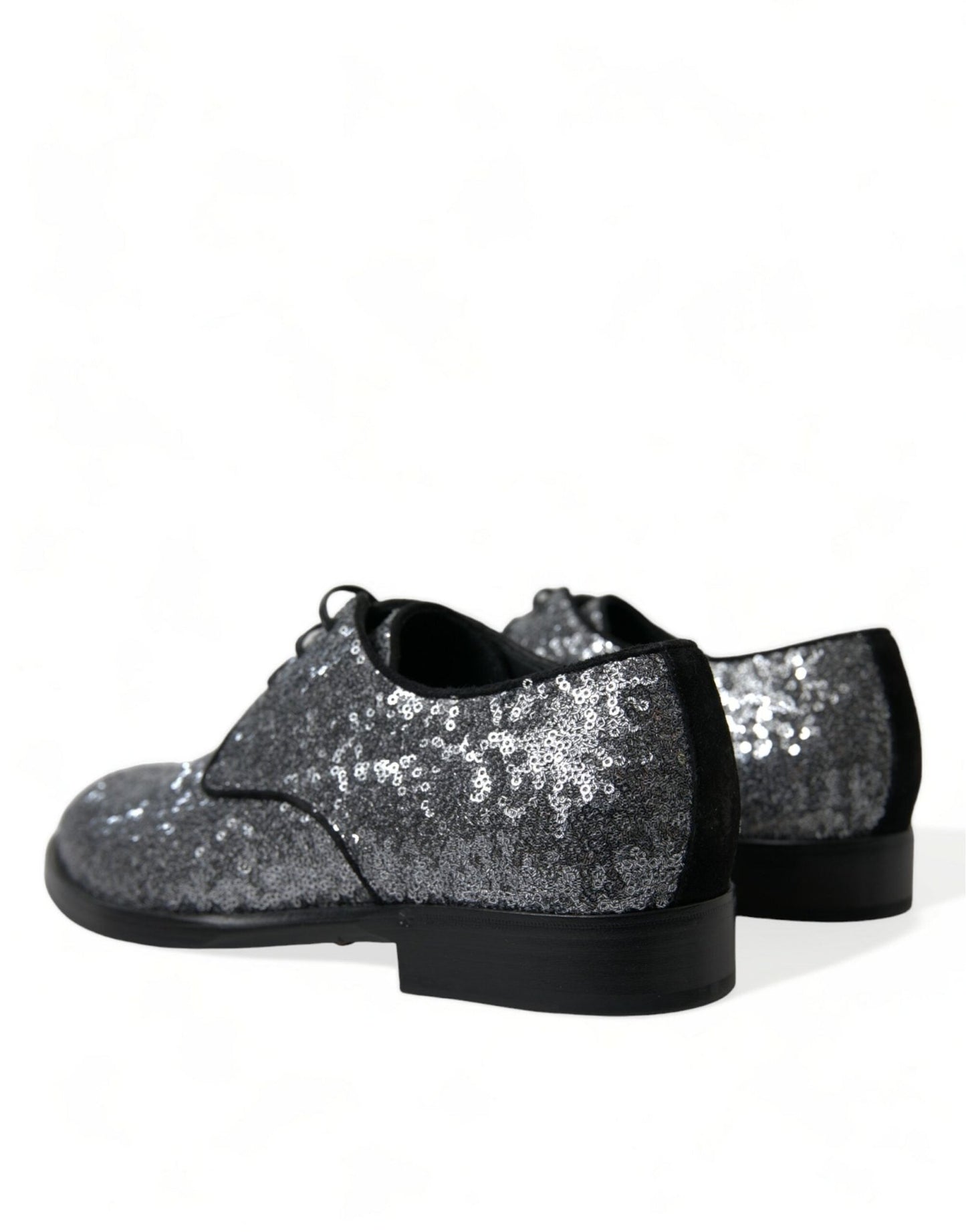Dolce & Gabbana Silver Sequined Lace Up Men Derby Dress Shoes - SMARTMARTNZ
