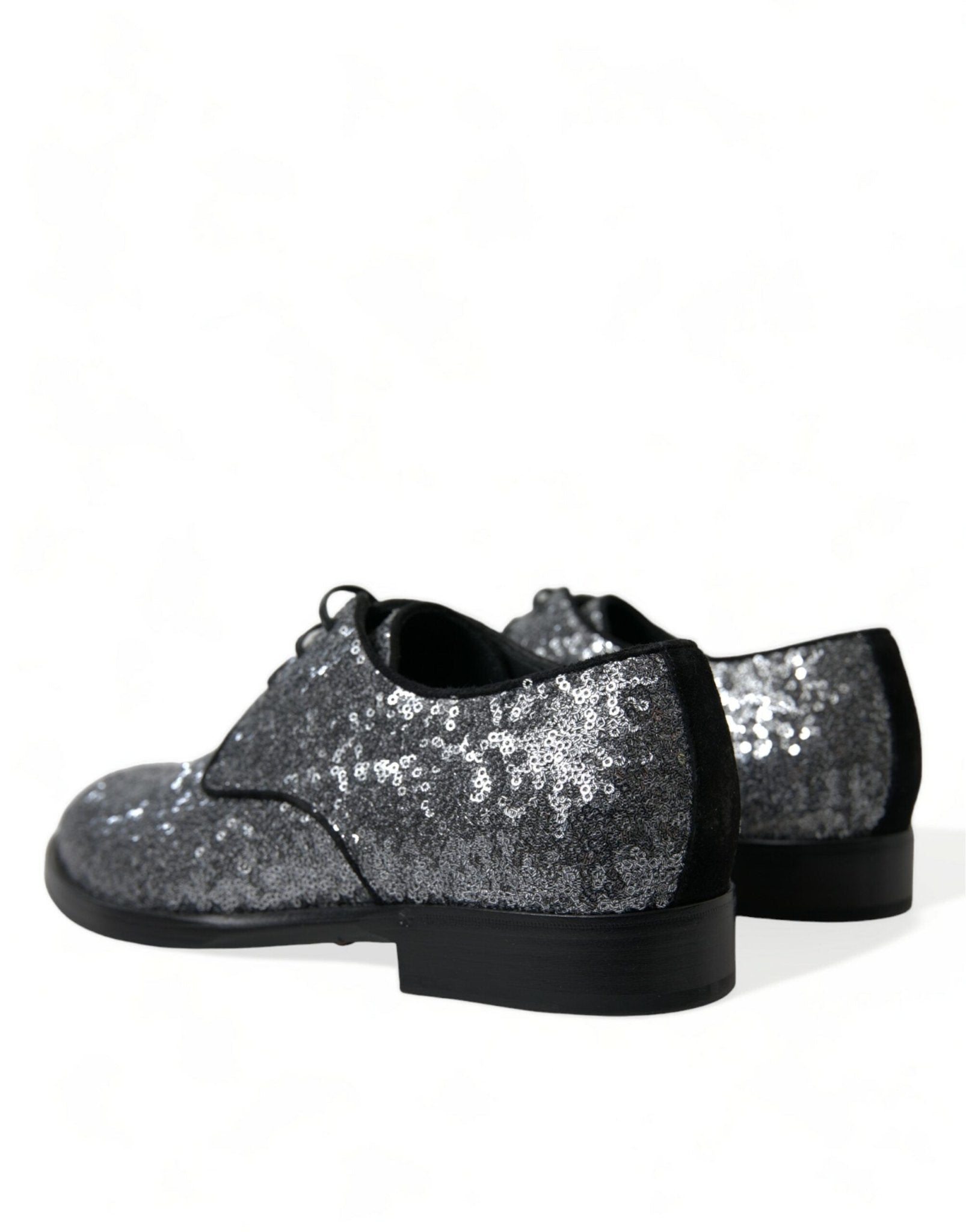 Dolce & Gabbana Silver Sequined Lace Up Men Derby Dress Shoes - SMARTMARTNZ