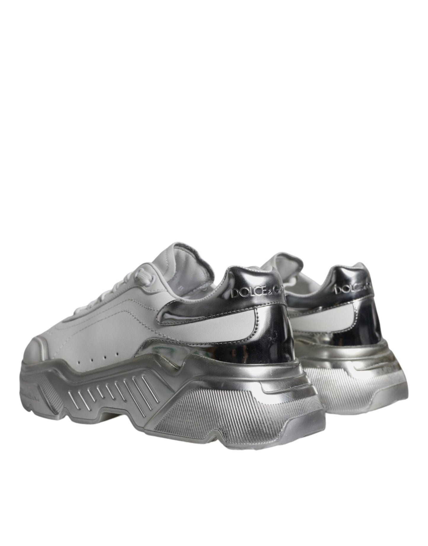 Dolce & Gabbana Silver White Daymaster Low Top Sneakers Shoes - SMARTMARTNZ