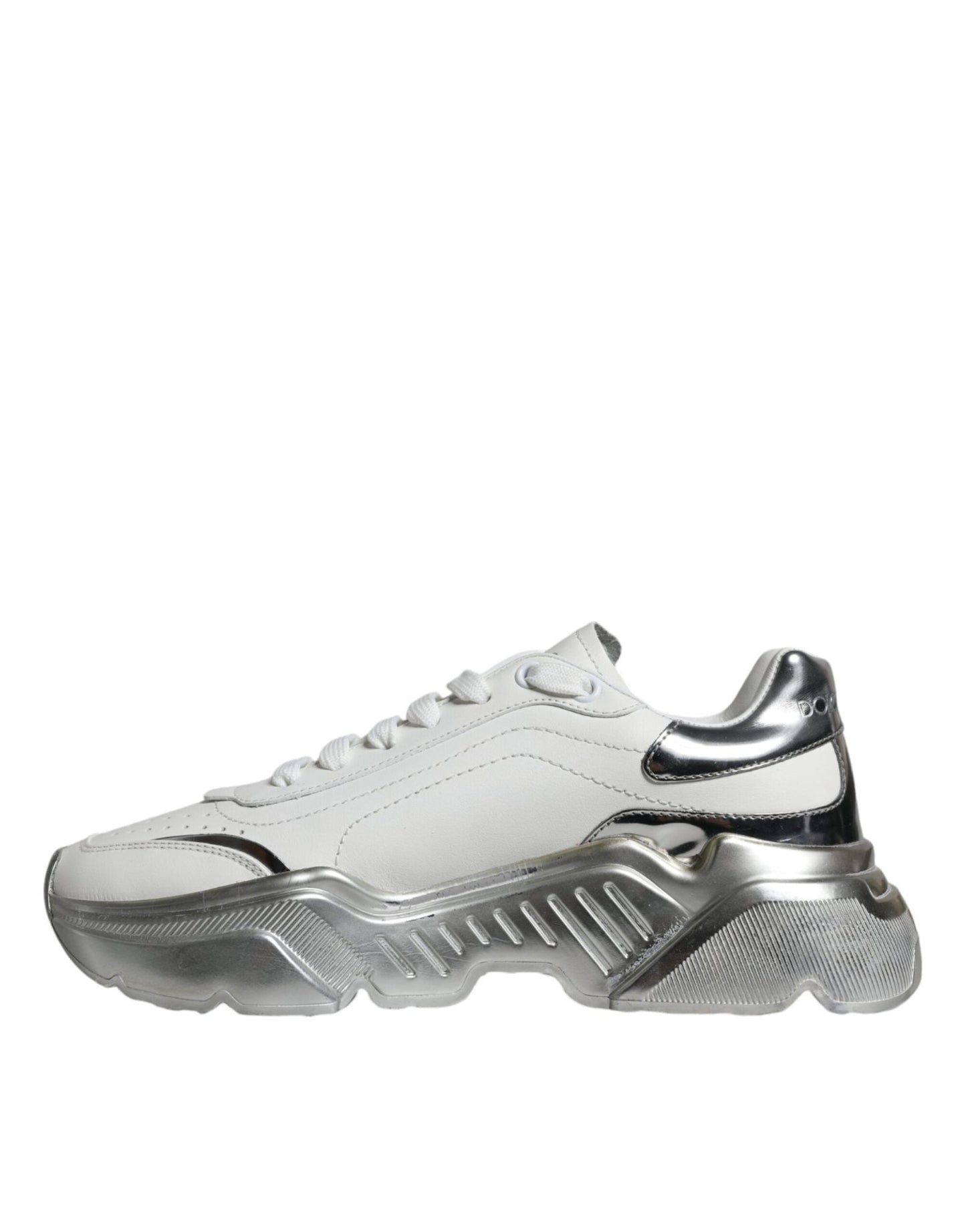Dolce & Gabbana Silver White Daymaster Low Top Sneakers Shoes - SMARTMARTNZ