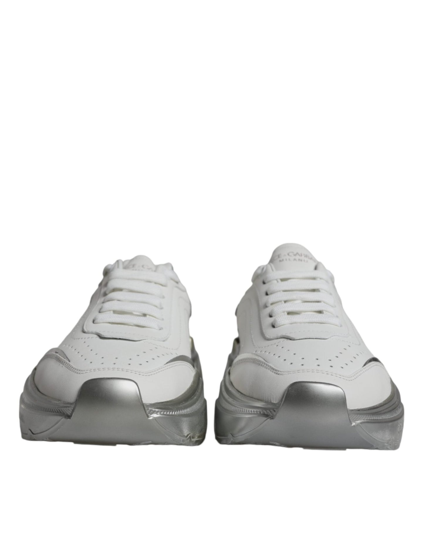 Dolce & Gabbana Silver White Daymaster Low Top Sneakers Shoes - SMARTMARTNZ