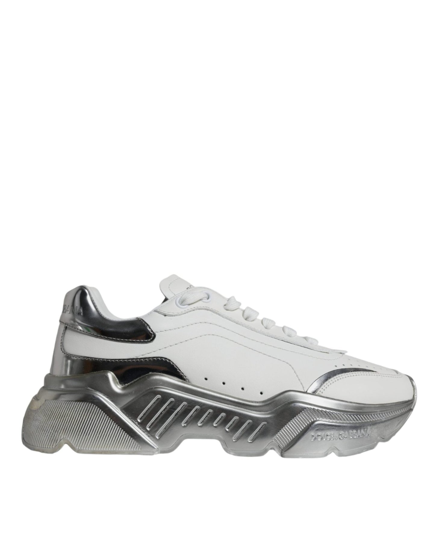 Dolce & Gabbana Silver White Daymaster Low Top Sneakers Shoes - SMARTMARTNZ